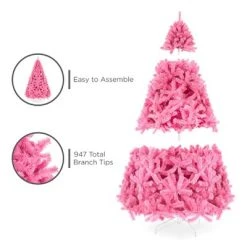 Best Choice Products Artificial Pink Christmas Full Tree Festive Holiday Decoration w/ Stand 13 Best Choice Products Artificial Pink Christmas Full Tree Festive Holiday Decoration w/ Stand -Outlet Xmas Decor Tree Store GUEST c582951a 2514 4217 a68b 0144f7b45243