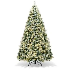 Tangkula Pre-lit Artificial Hinged Christmas Pine Tree Snow Flocked Decoration Tree -Outlet Xmas Decor Tree Store GUEST c6788038 1ddf 4c8a bb73 61cbb3402ee0
