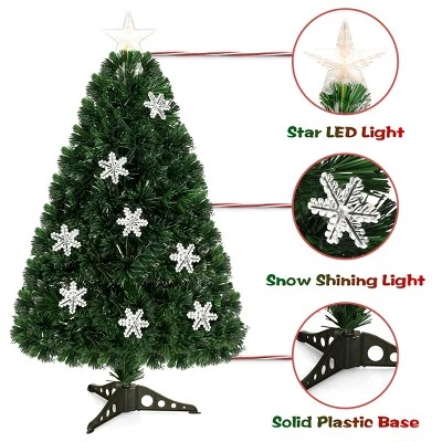 Costway 3FT Pre-Lit Fiber Optic Artificial Christmas Tree with Multicolor Led Lights 5 Costway 3FT Pre-Lit Fiber Optic Artificial Christmas Tree with Multicolor Led Lights - Image 3