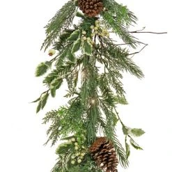 National Tree Company HGTV Home Collection 9ft Pre Lit Artificial Christmas Garland, Mixed Branch Tips, Decorated with Pinecones, Holly, and Berries -Outlet Xmas Decor Tree Store GUEST c6bc2d06 bd5b 41bc 8da5 918d135ef8d2