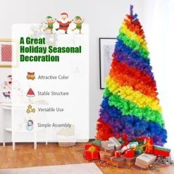 Costway 7FT Artificial Hinged Colorful Rainbow Full Fir Christmas Tree with 1213 Tips -Outlet Xmas Decor Tree Store GUEST c7226676 8e16 48fe 9476 0c535b7a3d85