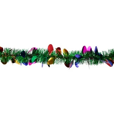 Northlight 50' x 2" Green and Multi-Color Christmas Light Bulb Wrapped Tinsel Garland - Unlit 4 Northlight 50' x 2" Green and Multi-Color Christmas Light Bulb Wrapped Tinsel Garland - Unlit - Image 2
