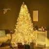 HOMCOM Prelit Artificial Christmas Tree Holiday Decoration with Warm White LED Lights, Auto Open, Steel Base, White -Outlet Xmas Decor Tree Store GUEST c802e62f 181e 4585 9bcd 8fedee8e2303
