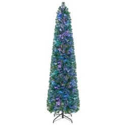 Tangkula 5/6/7/8 FT Fiber Optic Artificial Christmas Tree Prelit Pencil Christmas Tree with 361/517/697/889 Branch Tips Foldable Metal Stand -Outlet Xmas Decor Tree Store GUEST c87dbae9 ef16 46f9 a1bf e43b29c7b87a