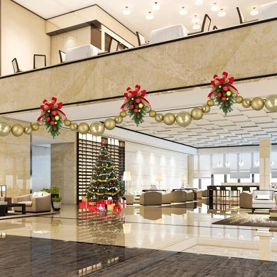 Northlight 6' Gold Shiny and Matte Shatterproof Ball Christmas Swag 5 Northlight 6' Gold Shiny and Matte Shatterproof Ball Christmas Swag - Image 3