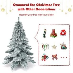 Costway 6Ft Snow Flocked Artificial Christmas Tree PVC Hinged Alaskan Pine Tree Holiday -Outlet Xmas Decor Tree Store GUEST c8adbe40 3386 4be8 84e5 97044201de78