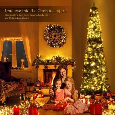 Tangkula 9'Artificial Slim Christmas Tree Pencil Shape Home Holiday Decor Green 4 Tangkula 9'Artificial Slim Christmas Tree Pencil Shape Home Holiday Decor Green - Image 2