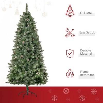 HOMCOM Artificial Snow Dipped Christmas Tree with Pinecones, Holiday Home Indoor Decoration with Foldable Feet 10 HOMCOM Artificial Snow Dipped Christmas Tree with Pinecones, Holiday Home Indoor Decoration with Foldable Feet - Image 8