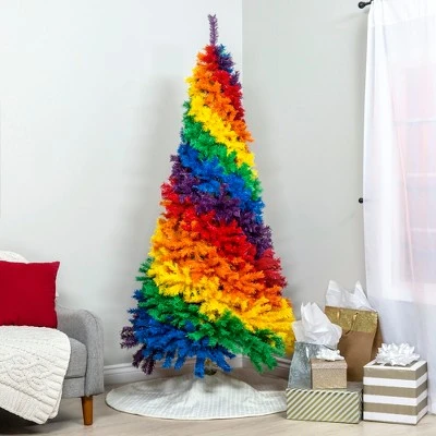 Best Choice Products 7ft Artificial Colorful Rainbow Christmas Tree, Full Fir Holiday Decor w/ 1,213 Tips, Metal Stand 4 Best Choice Products 7ft Artificial Colorful Rainbow Christmas Tree, Full Fir Holiday Decor w/ 1,213 Tips, Metal Stand - Image 2
