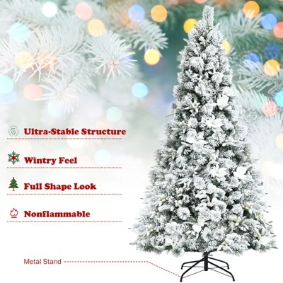 Tangkula Artificial Snow Flocked Christmas Tree 7FT Hinged Christmas Tree W/ 919 Branch Tips 6 Tangkula Artificial Snow Flocked Christmas Tree 7FT Hinged Christmas Tree W/ 919 Branch Tips - Image 4