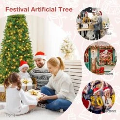 Tangkula 7.5ft Pencil Christmas Tree Pre-Lit Hinged Artificial Decoration w/ 350 Warm White Lights 16 Tangkula 7.5ft Pencil Christmas Tree Pre-Lit Hinged Artificial Decoration w/ 350 Warm White Lights -Outlet Xmas Decor Tree Store GUEST c9926c19 823d 498a ab38 8cdaf7e00924