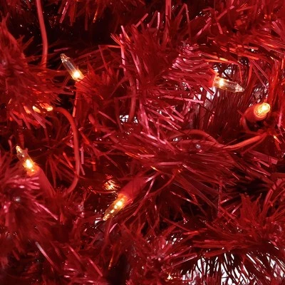 National Tree Company 4 Foot Full Bodied Flocked Prelit Artificial Christmas Holiday Tree with 200 Clear Lights, 311 Branch Tips, & Metal Stand, Red 5 National Tree Company 4 Foot Full Bodied Flocked Prelit Artificial Christmas Holiday Tree with 200 Clear Lights, 311 Branch Tips, & Metal Stand, Red - Image 3