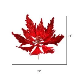 Vickerman 16" x 22" Velvet Sequin Poinsettia Aritificial Christmas Pick