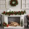 Nearly Natural 5' Pine with Magnolia Flowers and Berries Artificial Christmas Garland Green