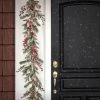 National Tree Company HGTV Home Collection 6ft Pre Lit Artificial Christmas Garland, Snow-dusted Branch Tips, Decorated with Pinecones, Berries, and Bows
