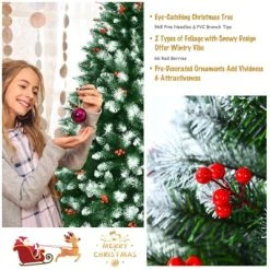 Tangkula Lifelike Christmas Pine Tree, Artificial Hinged Xmas Tree W/ Pine Needles & PVC Tips -Outlet Xmas Decor Tree Store GUEST ca1921f5 c9a3 4d9f bf65 648c84620825