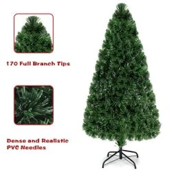 Costway Pre-Lit Fiber Optic Artificial PVC Christmas Tree Metal 5Ft -Outlet Xmas Decor Tree Store GUEST ca8df890 3b4a 4acf bf61 e8caa856f85d