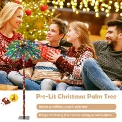 Costway 6FT Pre-Lit Artificial Tropical Christmas Palm Tree w/ 210 Multi-Color Lights -Outlet Xmas Decor Tree Store GUEST caed76d5 e88d 437c bdbf afffd21553b6