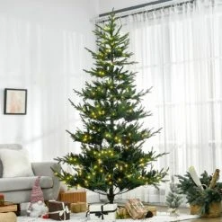 HOMCOM 8 Foot Prelit Artificial Christmas Tree with 1026 Realistic Branches, Warm White LED lights, Auto Open, Green 8 HOMCOM 8 Foot Prelit Artificial Christmas Tree with 1026 Realistic Branches, Warm White LED lights, Auto Open, Green -Outlet Xmas Decor Tree Store GUEST cbb3d51f f3f8 43f8 b80f 62d712c0aab7