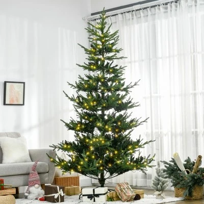 HOMCOM 8 Foot Prelit Artificial Christmas Tree with 1026 Realistic Branches, Warm White LED lights, Auto Open, Green 4 HOMCOM 8 Foot Prelit Artificial Christmas Tree with 1026 Realistic Branches, Warm White LED lights, Auto Open, Green - Image 2