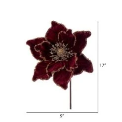 Vickerman 17" Gold Edge Poinsettia Stem