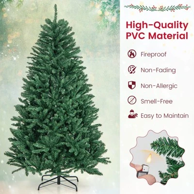Costway 6ft Hinged Artificial Christmas Tree Unlit Douglas Full Fir Tree w/ 1355 Tips 8 Costway 6ft Hinged Artificial Christmas Tree Unlit Douglas Full Fir Tree w/ 1355 Tips - Image 6