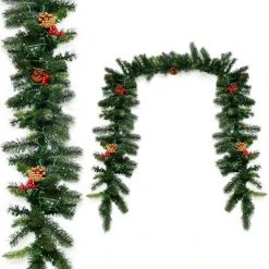 Costway 9Ft Pre-lit Artificial Christmas Garland Red Berries w/ 100 LED Lights & Timer 13 Costway 9Ft Pre-lit Artificial Christmas Garland Red Berries w/ 100 LED Lights & Timer -Outlet Xmas Decor Tree Store GUEST cccb789d aeab 46eb 928a 602e07d27813