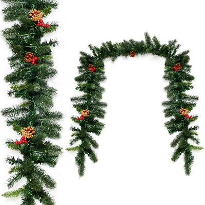 Costway 9Ft Pre-lit Artificial Christmas Garland Red Berries w/ 100 LED Lights & Timer 5 Costway 9Ft Pre-lit Artificial Christmas Garland Red Berries w/ 100 LED Lights & Timer - Image 3
