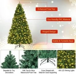 Costway 7Ft/7.5Ft/8Ft Pre-Lit PVC Christmas Tree Hinged 300/400/430 Lights 21 Costway 7Ft/7.5Ft/8Ft Pre-Lit PVC Christmas Tree Hinged 300/400/430 Lights -Outlet Xmas Decor Tree Store GUEST cce4d30a bc9d 46d6 912f 9b7054aa1bf9