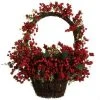 Raz Imports 22" Country Rustic Red Rosehip Berries and Vines Decorative Christmas Wall Basket