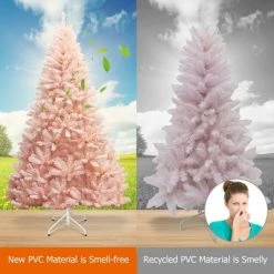 Costway 6ft/7ft Pink Christmas Tree Hinged Full Fir Tree Metal Season -Outlet Xmas Decor Tree Store GUEST cdce0507 e073 4d3d bbaf a3a0ff8120e1
