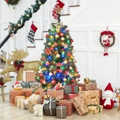 Yaheetech Pre-lit Spruce Artificial Christmas Tree with LED Lights