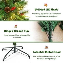 Tangkula Pre-lit Hinged Artificial Pencil Fir Christmas Tree with LED Lights -Outlet Xmas Decor Tree Store GUEST ceb86f74 f49a 4226 a122 b29e14fe7483