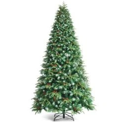 Tangkula Hinged Life-Like Christmas Tree W/ LED Lights Pre-Lit Artificial Xmas Tree W/ PE & PVC Leaves -Outlet Xmas Decor Tree Store GUEST cf6ff5e6 e898 49b1 a75a f23f5f291c40