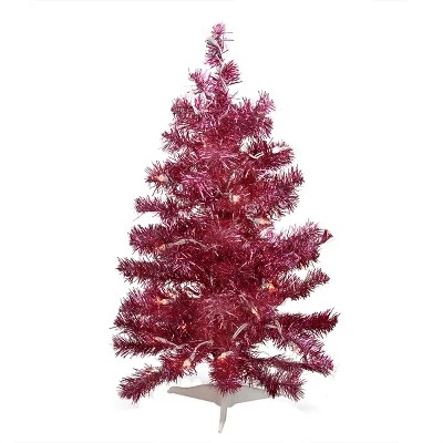 Northlight 2' Pre-lit Pink Passion Iridescent Pine Artificial Tinsel Christmas Tree - Clear Lights 3 Northlight 2' Pre-lit Pink Passion Iridescent Pine Artificial Tinsel Christmas Tree - Clear Lights