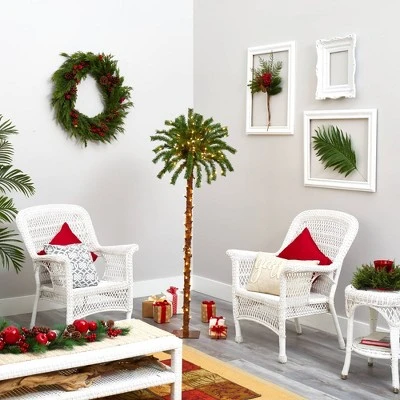 5ft Nearly Natural Pre-Lit LED Palm Artificial Christmas Tree Warm White Lights 6 5ft Nearly Natural Pre-Lit LED Palm Artificial Christmas Tree Warm White Lights - Image 4