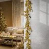 National Tree Company HGTV Home Collection 9ft Unlit Artificial Christmas Garland, Metallic Gold Laurel Leaves, Flexible Vine Base