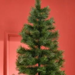 HOMCOM 8 Foot Pine Artificial Christmas Tree, Slim Pencil Xmas Tree with 952 Realistic Branches, Steel Base, Auto Open, Green -Outlet Xmas Decor Tree Store GUEST d03c9ef1 ba7c 435e a4aa 0ed94acc0b30