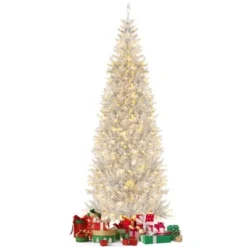 Tangkula 6/7 FT Pre-lit Artificial Christmas Tree Hinged Xmas Pencil Tree with 790/1030 Branch Tips 300/400 Warm White LED Lights -Outlet Xmas Decor Tree Store GUEST d09fcdc3 f26f 431c a55f 0c7e5e6faedb