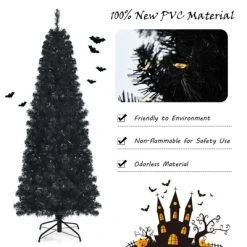 Tangkula Pre-lit Tree Hinged Artificial Pencil Tree w/ PVC Branch Tips & Warm White Lights -Outlet Xmas Decor Tree Store GUEST d0e7f469 2d52 410c a3b9 4c87ab1966ba