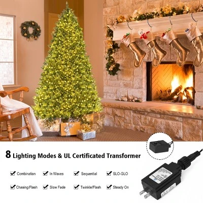 Tangkula 7.5'Artificial Green PVC Christmas Fir Tree Outdoor w/ Metal Stand and 700 LED Lights 8 Tangkula 7.5'Artificial Green PVC Christmas Fir Tree Outdoor w/ Metal Stand and 700 LED Lights - Image 6