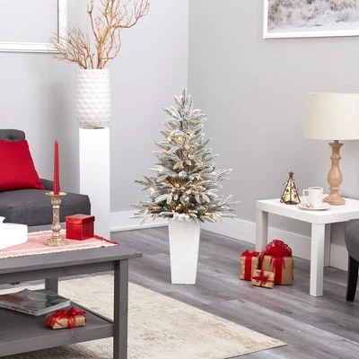 Nearly Natural 44-in Flocked Manchester Spruce Artificial Christmas Tree with 50 Lights and 133 Bendable Branches in White Planter 9 Nearly Natural 44-in Flocked Manchester Spruce Artificial Christmas Tree with 50 Lights and 133 Bendable Branches in White Planter - Image 7