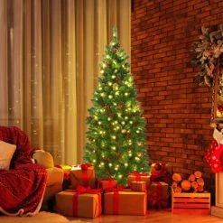 Tangkula Pencil Christmas Tree Hinged Artificial Slim Xmas Tree with Sturdy Metal Stand 13 Tangkula Pencil Christmas Tree Hinged Artificial Slim Xmas Tree with Sturdy Metal Stand -Outlet Xmas Decor Tree Store GUEST d1eefc37 cb57 462a b30b 2f169d95d069