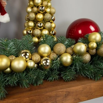 Northlight 6' Shatterproof Ball Vegas Gold 3-Finish Christmas Garland 4 Northlight 6' Shatterproof Ball Vegas Gold 3-Finish Christmas Garland - Image 2