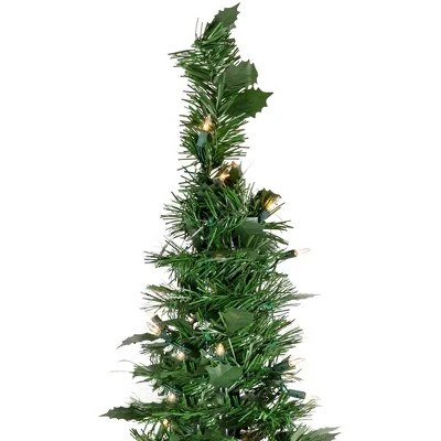Northlight 4' Pre-Lit Green Tinsel Pop-Up Artificial Christmas Tree, Clear Lights 6 Northlight 4' Pre-Lit Green Tinsel Pop-Up Artificial Christmas Tree, Clear Lights - Image 4