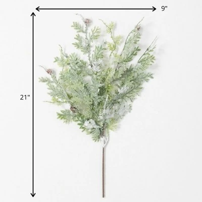 Sullivans Frosted Fern & Cone Artificial Stem 21"H Green 4 Sullivans Frosted Fern & Cone Artificial Stem 21"H Green - Image 2