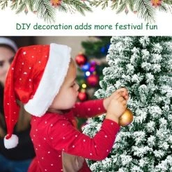 Tangkula Pre-lit Artificial Hinged Christmas Pine Tree Snow Flocked Decoration Tree -Outlet Xmas Decor Tree Store GUEST d2cbb247 2c9f 40e9 9510 5412d3455d63