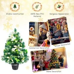 Tangkula 2ft Pre-lit Tabletop Christmas Tree Mini Artificial Evergreen Christmas Tree with Timer & Rich Ornaments -Outlet Xmas Decor Tree Store GUEST d310151c 4b66 4a77 8d66 f8124268d983