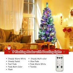 Costway 6FT Pre-Lit Hinged Christmas Tree Snow Flocked w/9 Modes Remote Control Lights -Outlet Xmas Decor Tree Store GUEST d351f6cd 2f10 4ac0 b591 5787d61eceea