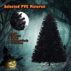 Costway 7.5Ft or 6Ft Hinged Artificial Halloween Christmas Tree Full Tree with Metal Stand Black -Outlet Xmas Decor Tree Store GUEST d40ee313 3dd2 4757 8303 389c9625c48b